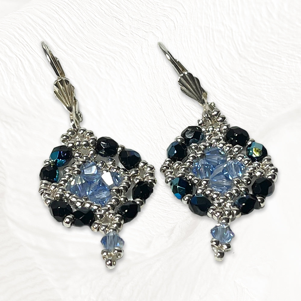 Boucles d'oreilles Flocon de Neige Faites Main Tissées - Perles Miyuki & Perles de Bohème & Cristaux Swarovski