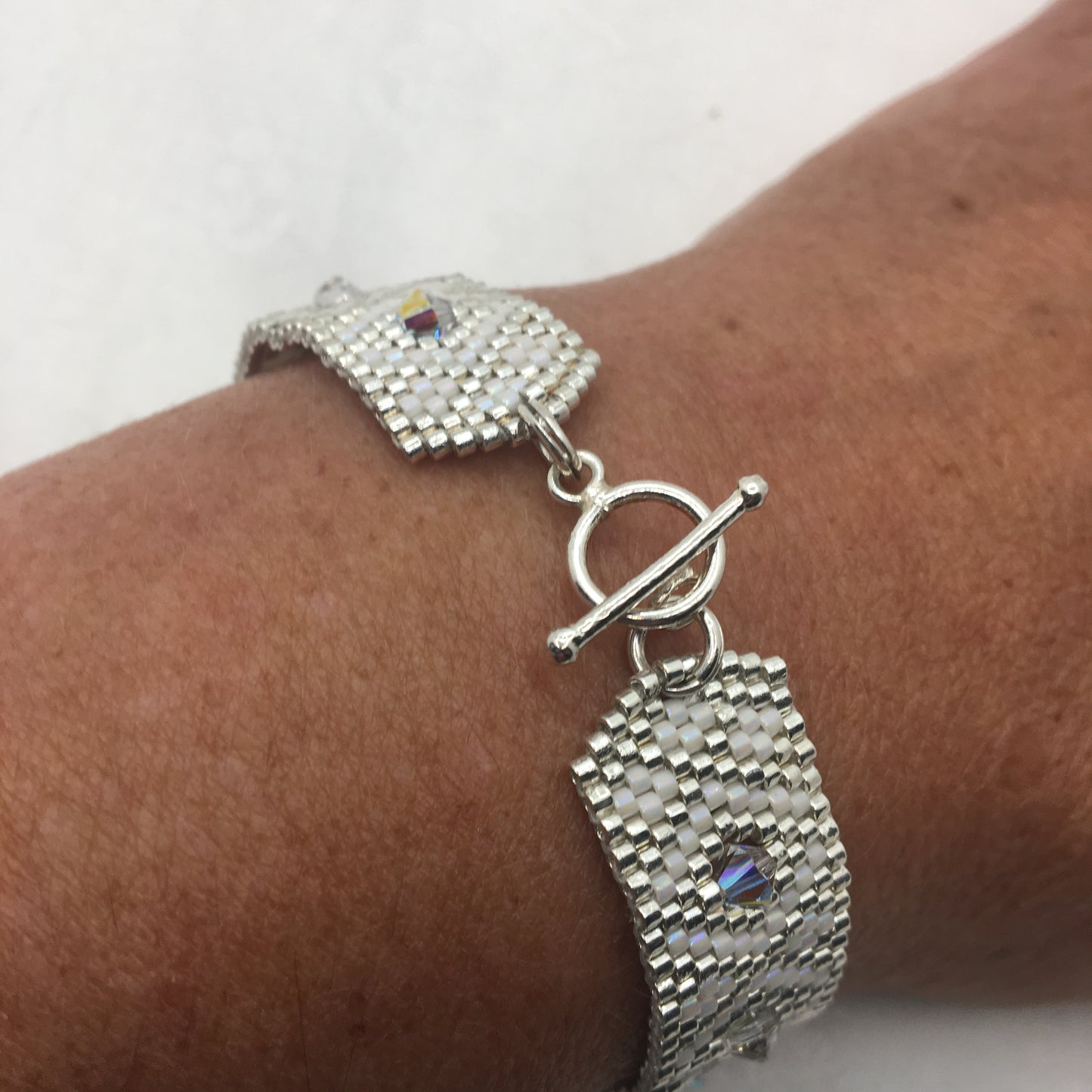 Bracelet Coeur de Marie Fait Main Tissé - Perles Miyuki & Cristaux Swarovski