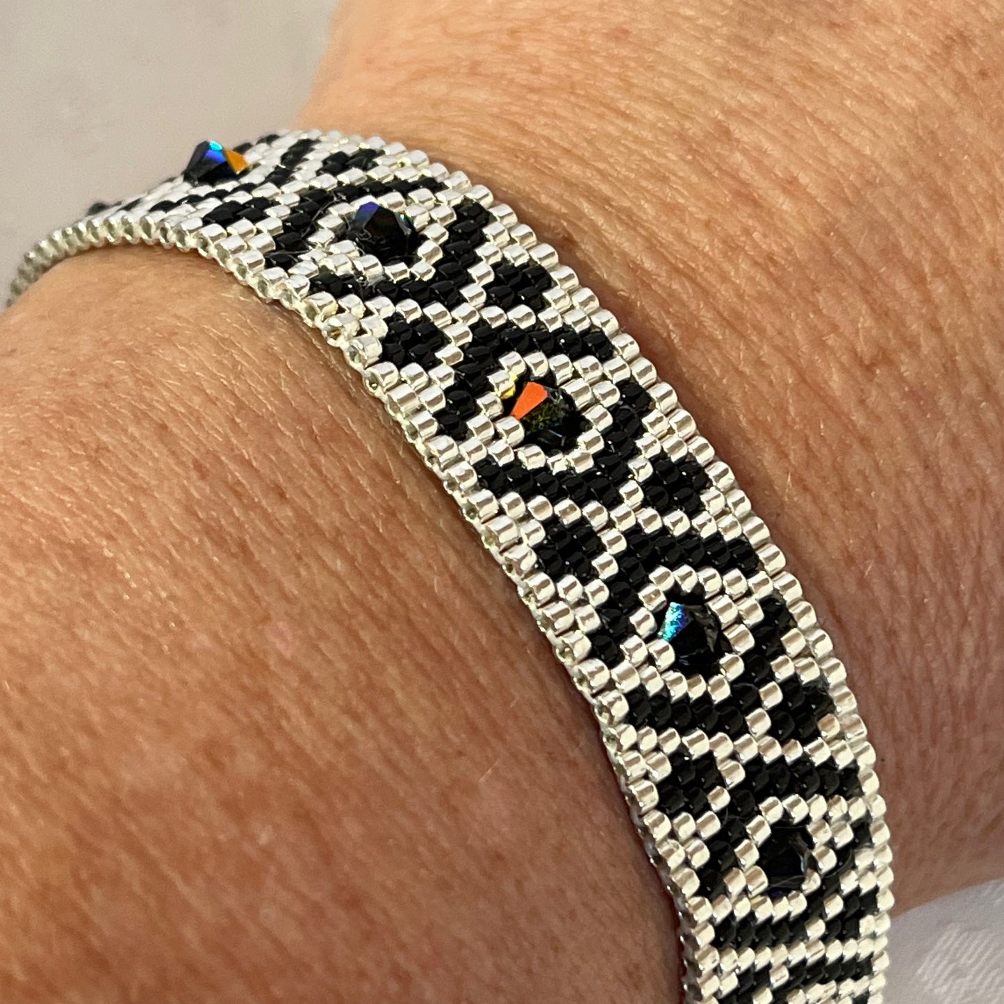 Bracelet Coeur de Marie Fait Main Tissé - Perles Miyuki & Cristaux Swarovski