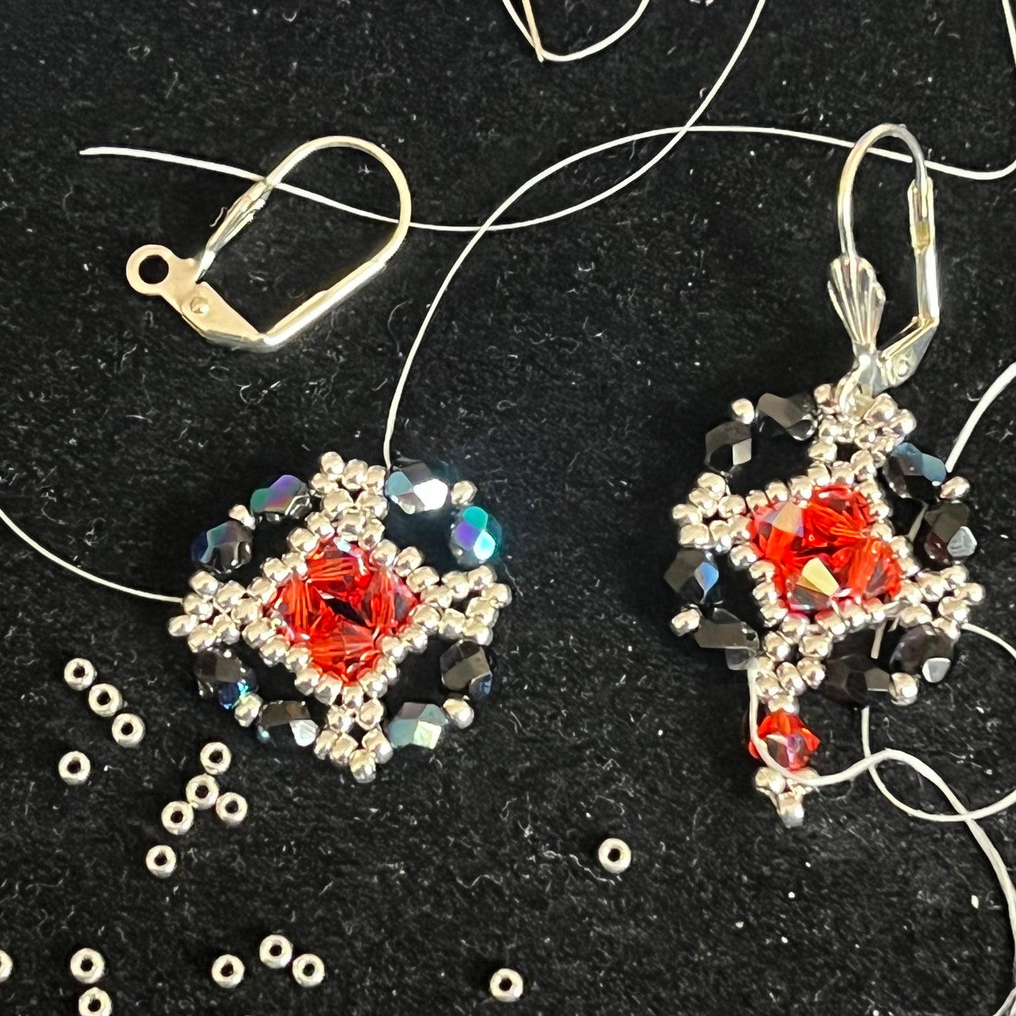 Boucles d'oreilles Flocon de Neige Faites Main Tissées - Perles Miyuki & Perles de Bohème & Cristaux Swarovski