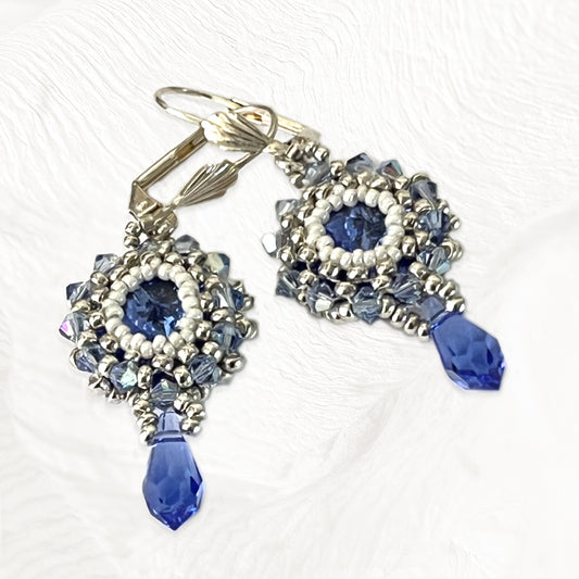 Boucles d'oreilles Hibiscus Faites Main Tissées - Perles Miyuki & Cristaux Swarowski
