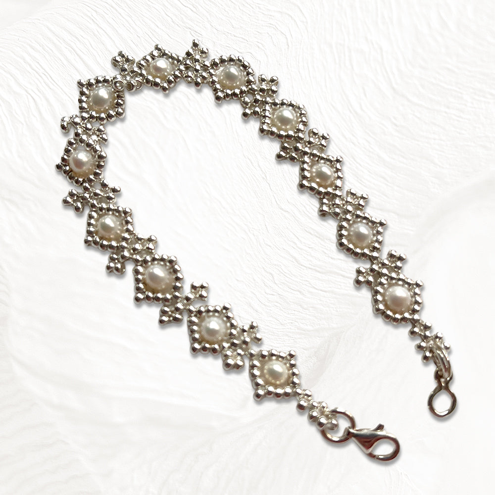 Bracelet Orchidée Artisanal Perles Miyuki & Perles d'eau douce