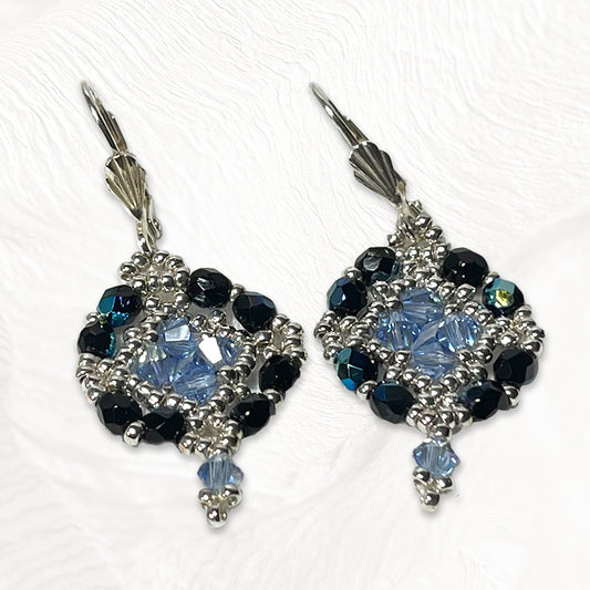 Boucles d'oreilles Flocon de Neige Faites Main Tissées - Perles Miyuki & Perles de Bohème & Cristaux Swarovski